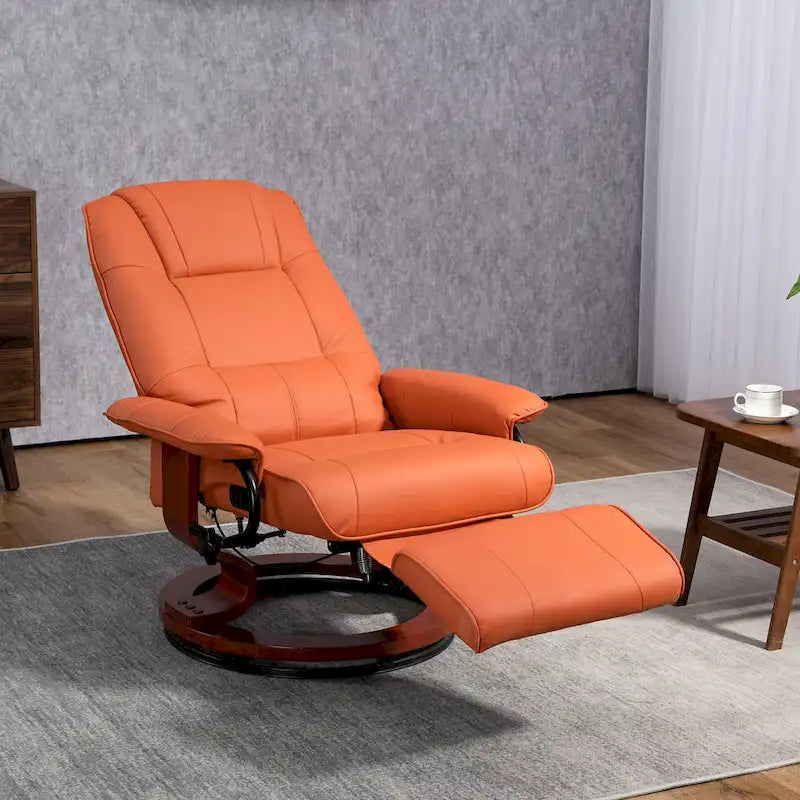 Fauteuil inclinable HomCom en similicuir, réglable, à base pivotante et commande manuelle, avec repose-pieds confortable et relaxant