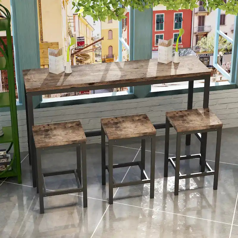 Bistrotisch-Set mit 3 Hockern