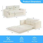 Canapé-lit futon convertible 2-en-1 Mjkone de 71 po, canapé deux places convertible pliable en tissu côtelé avec boutons capitonnés, gain de place