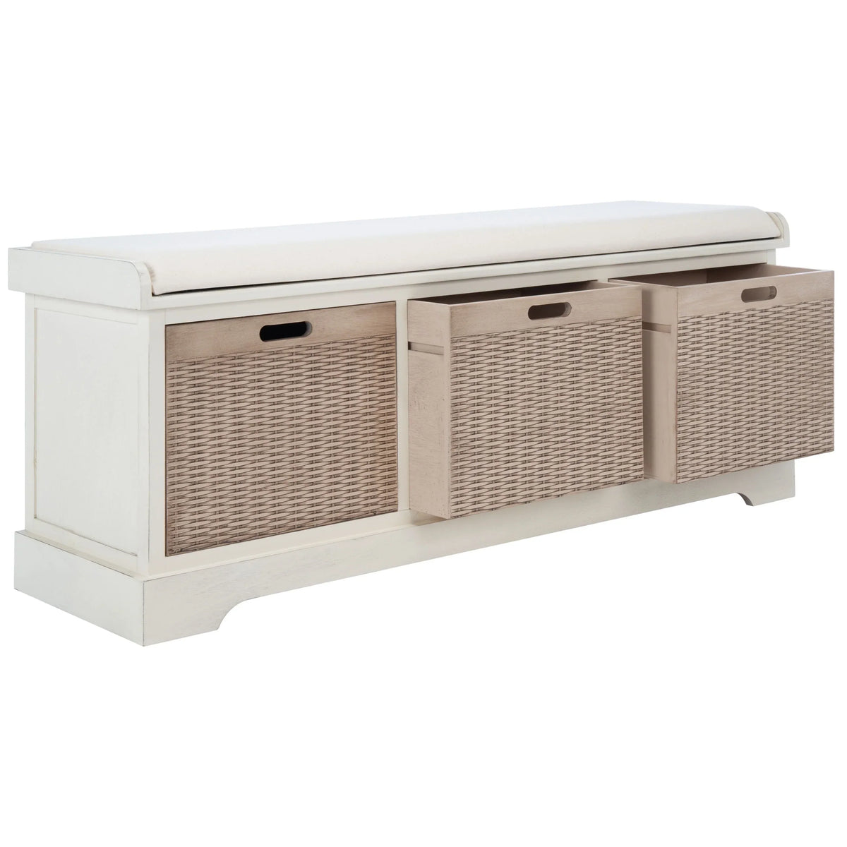 Úložná lavice SAFAVIEH Fiorello se 3 zásuvkami a polstrováním - 47.3 W x 15 L x 19 H - 47Wx15Dx19H