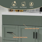 Wavy Line Badezimmermöbel-Set mit Waschbecken und Wasserhahn, 30/36/48 Zoll